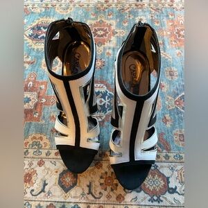 Carlos by Carlos Santana Black and White Cutout High Heel Sandals